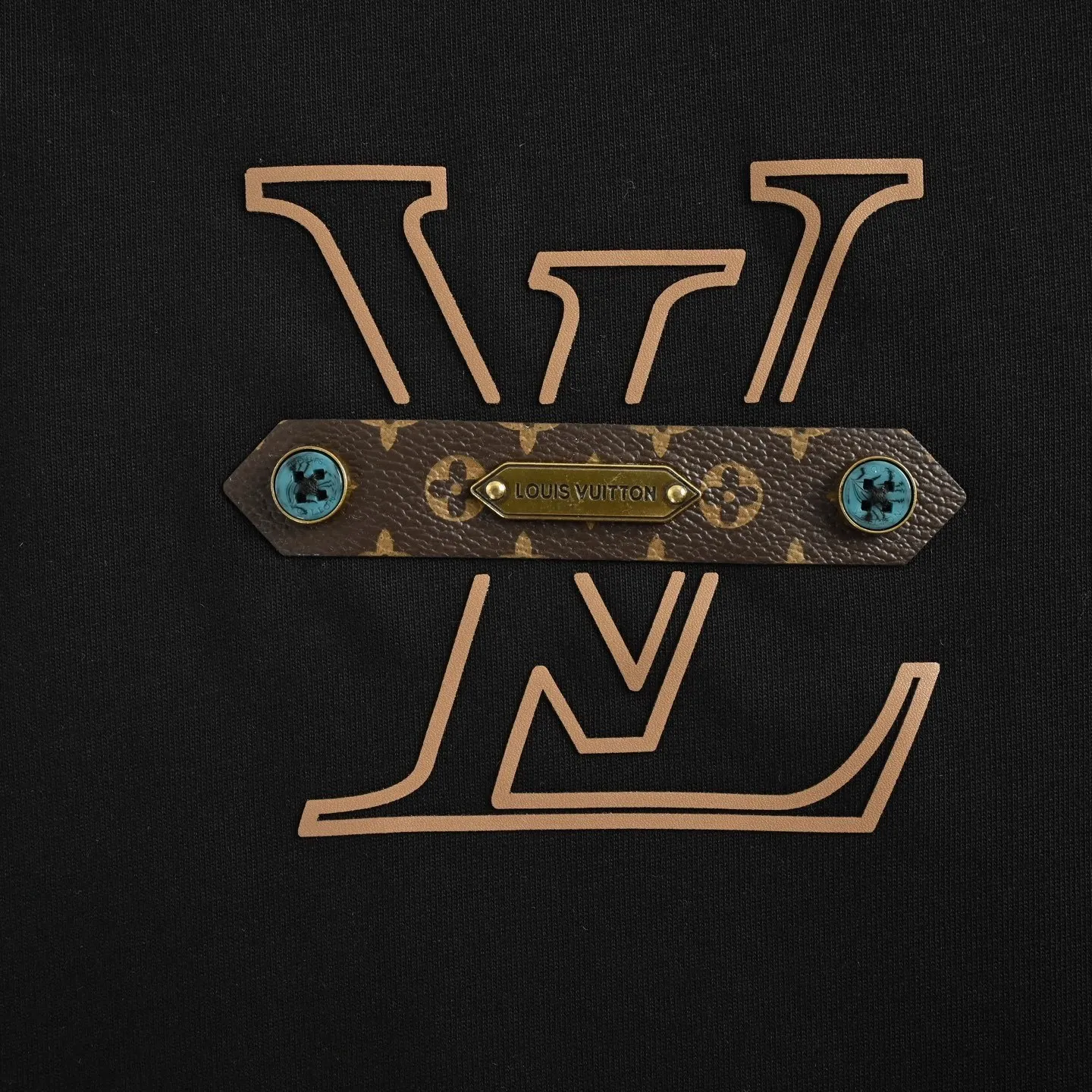Louis Vuitton/Louis Vuitton 25ss chest letter printed presbyopia leather short sleeves